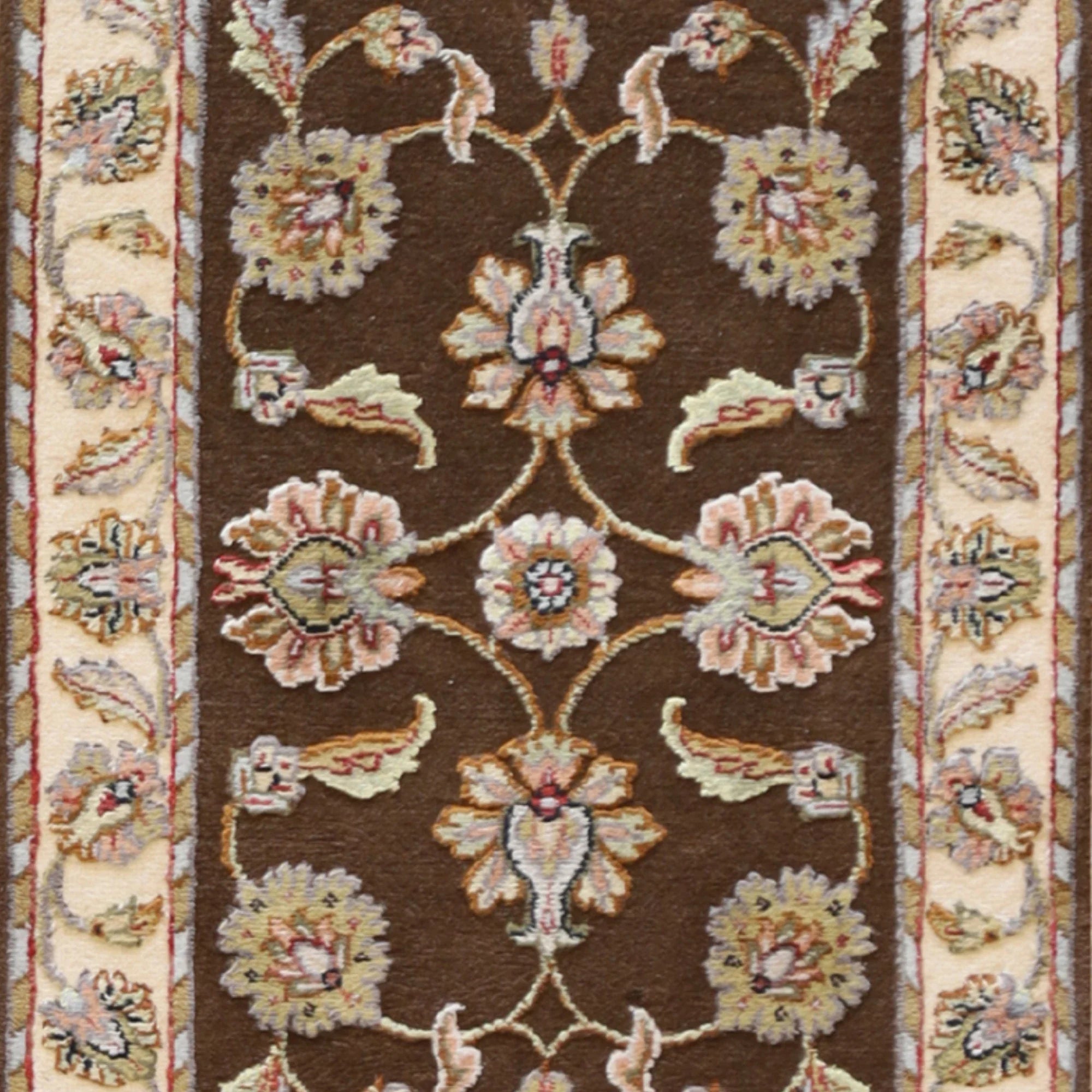 2'0" x 3'0" BROWN AND BEIGE JAIPUR FLORAL INDIAN RUG
