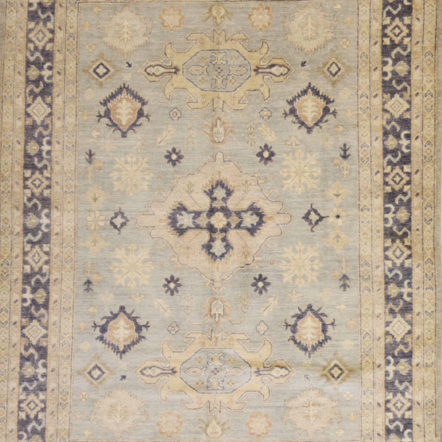 4'10" x 6'6" BLUE AND GRAY PESHAWAR GEOMETRIC PAKISTANI RUG