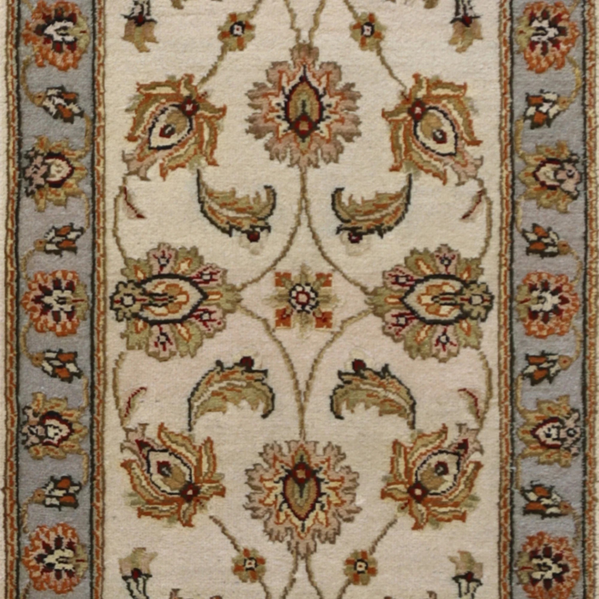 2'0" x 3'0" BEIGE AND BLUE JAIPUR FLORAL INDIAN RUG