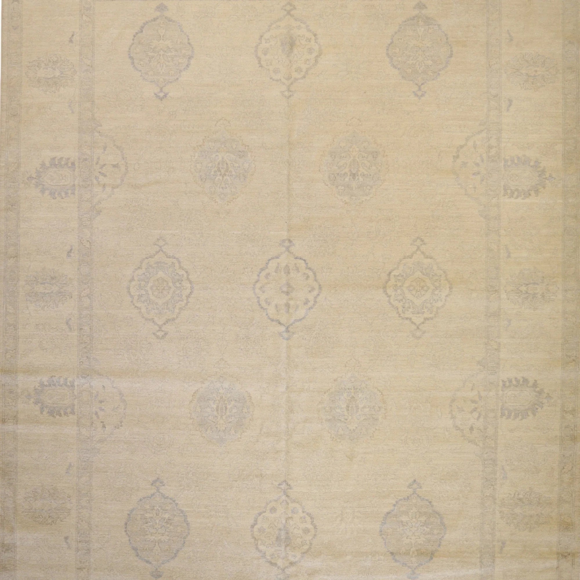 8'11" x 11'11" IVORY AND IVORY PESHAWAR GEOMETRIC PAKISTANI RUG