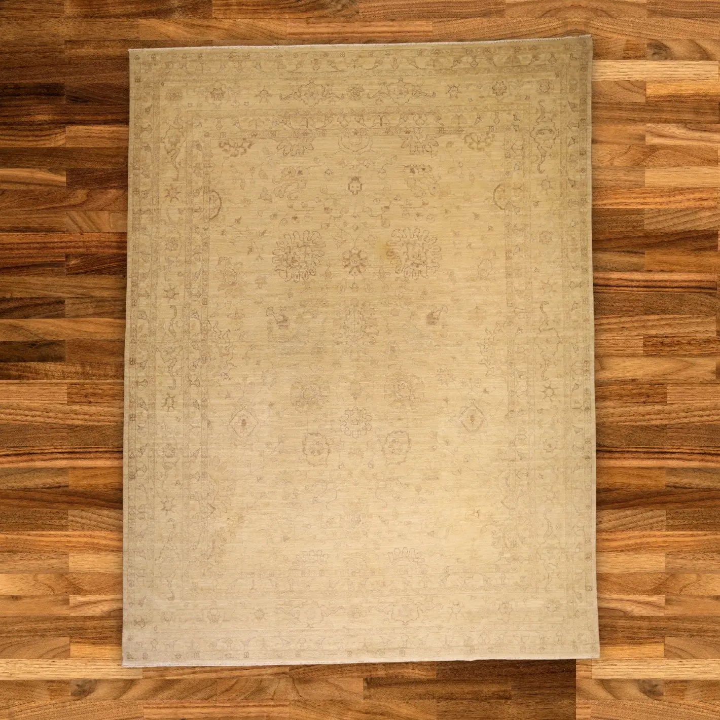 8'11" x 11'9" IVORY AND IVORY PESHAWAR GEOMETRIC PAKISTANI RUG