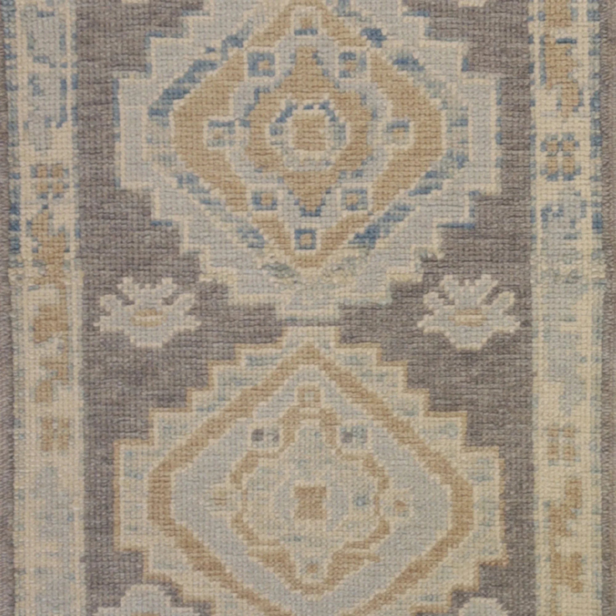 2'0" x 3'0" GRAY AND BEIGE OUSHAK GEOMETRIC TURKISH RUG