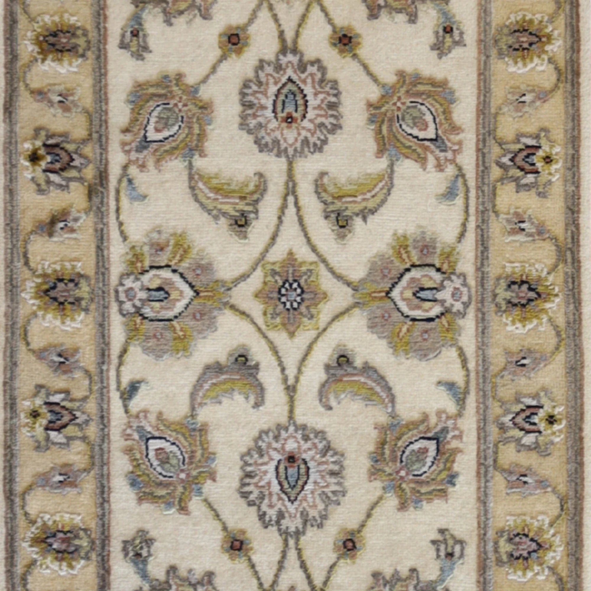 2'0" x 3'0" IVORY AND TAN JAIPUR FLORAL INDIAN RUG