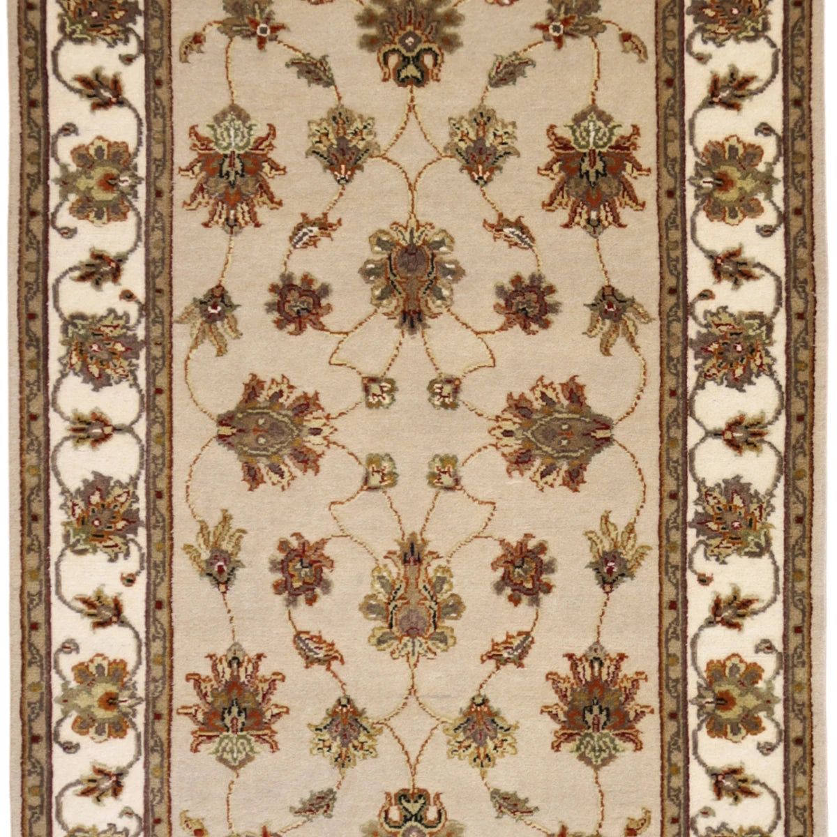 3'3" x 5'3" BEIGE AND IVORY JAIPUR FLORAL INDIAN RUG