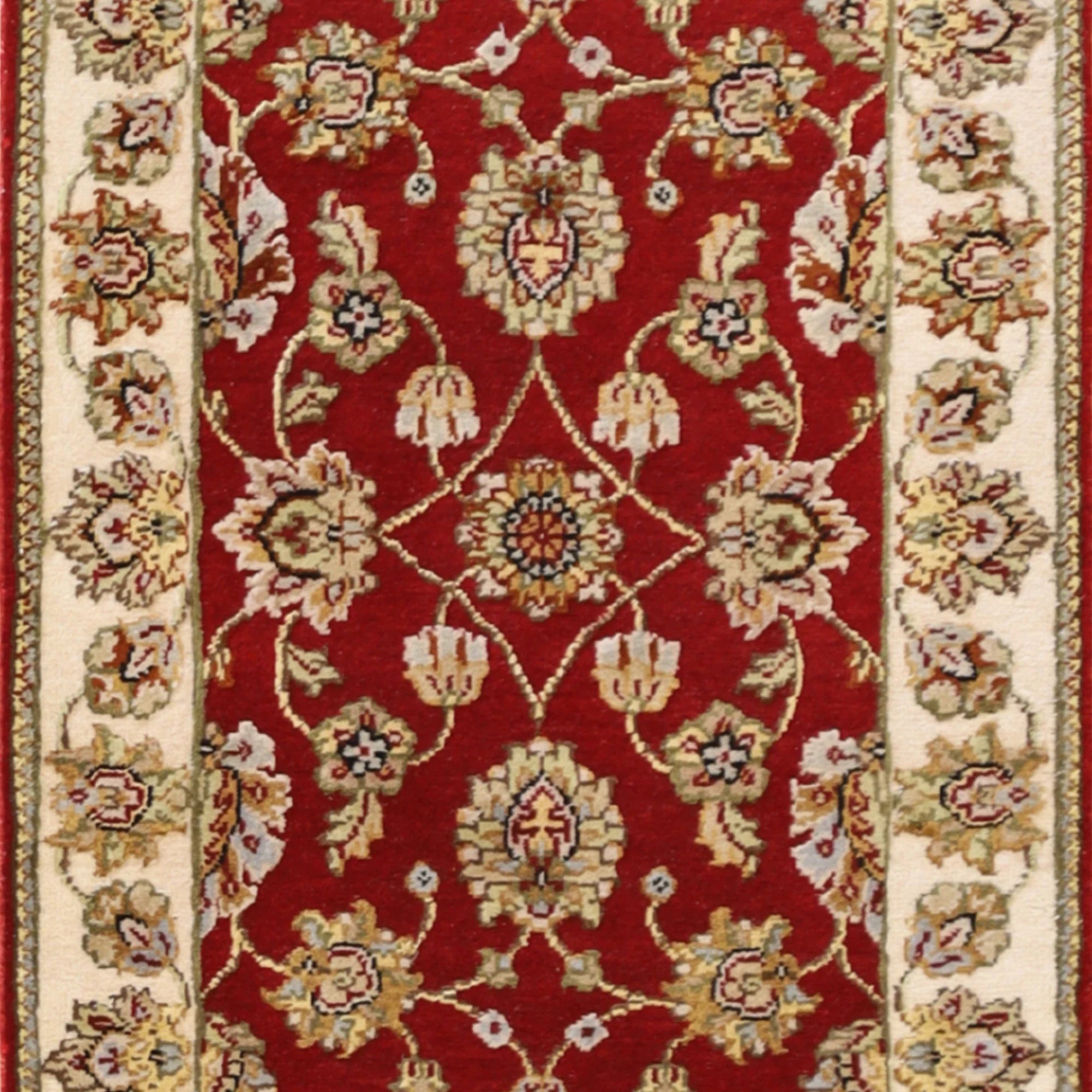 2'0" x 3'0" RED AND IVORY JAIPUR FLORAL INDIAN RUG