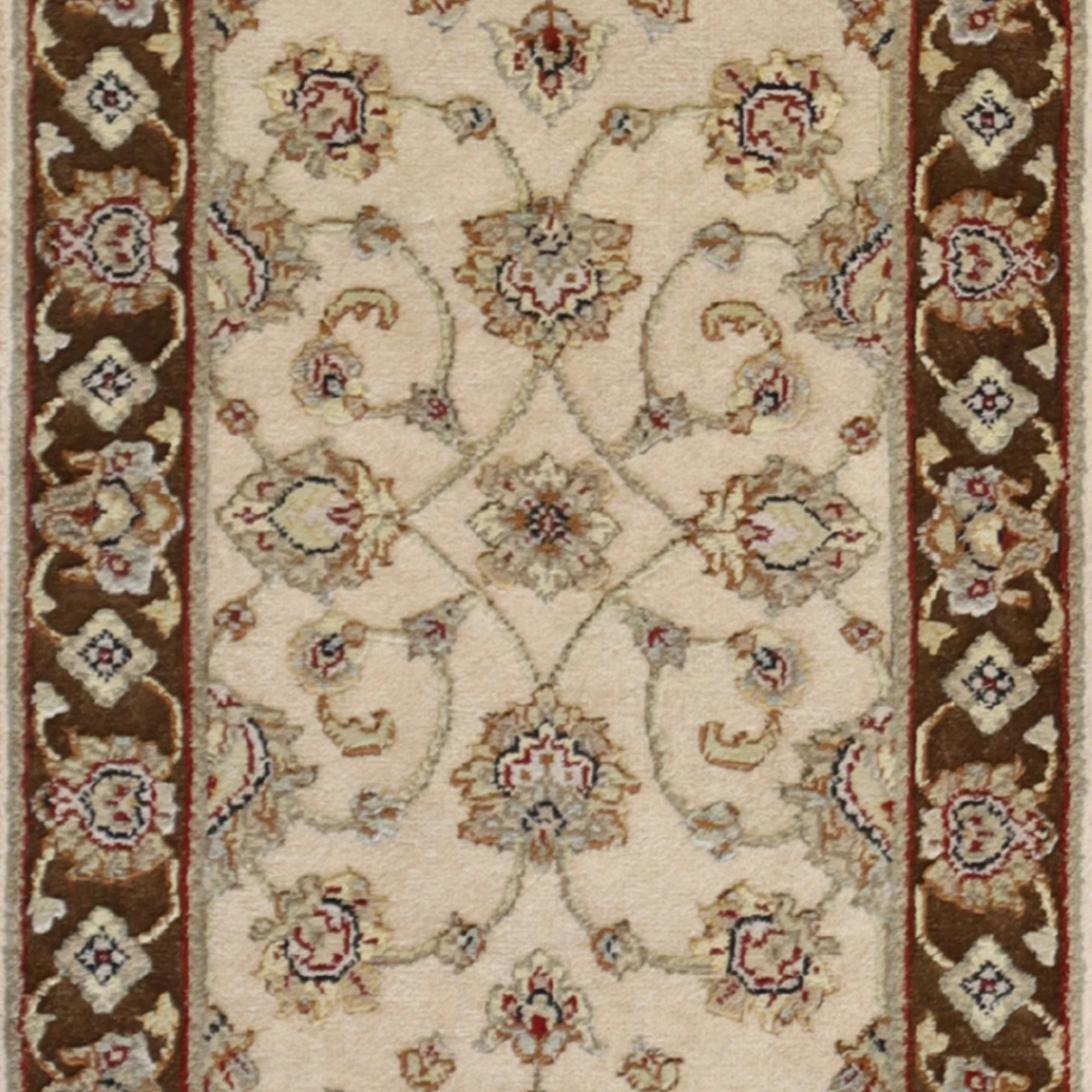 2'0" x 3'0" IVORY AND BROWN JAIPUR FLORAL INDIAN RUG