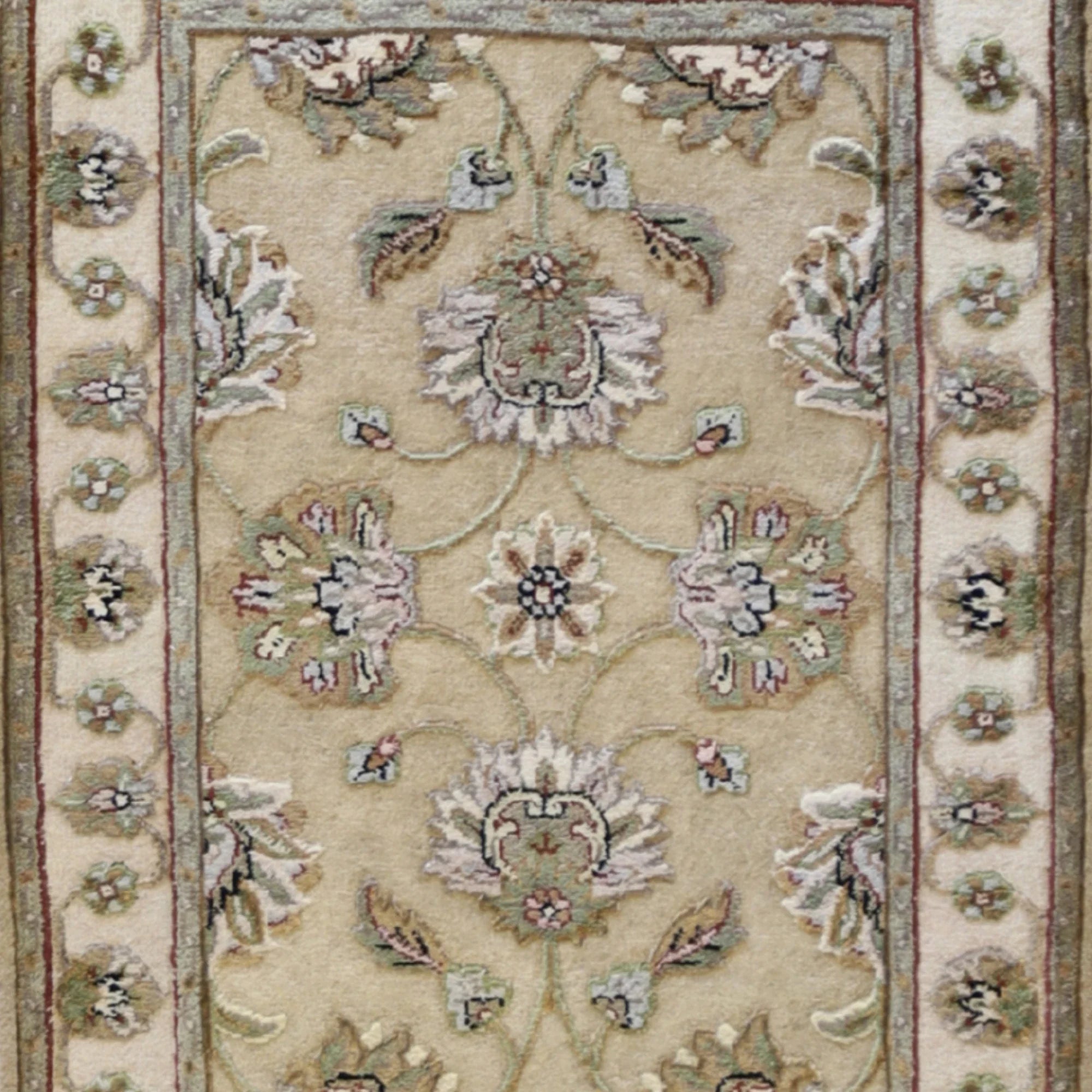 2'0" x 3'0" GOLD AND IVORY JAIPUR FLORAL INDIAN RUG