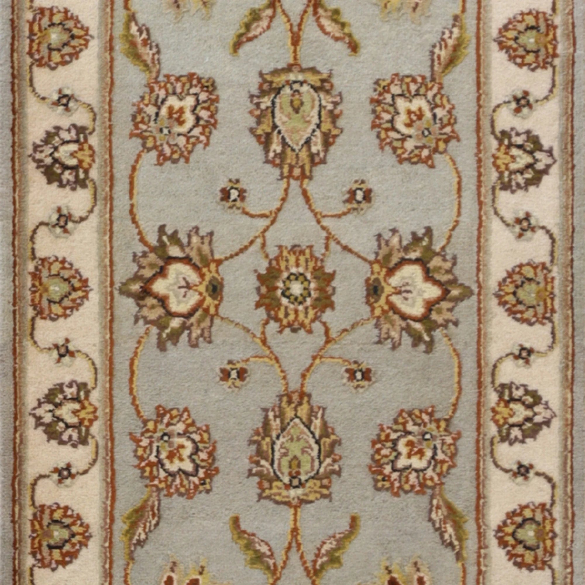 2'0" x 3'0" GREEN AND IVORY JAIPUR FLORAL INDIAN RUG