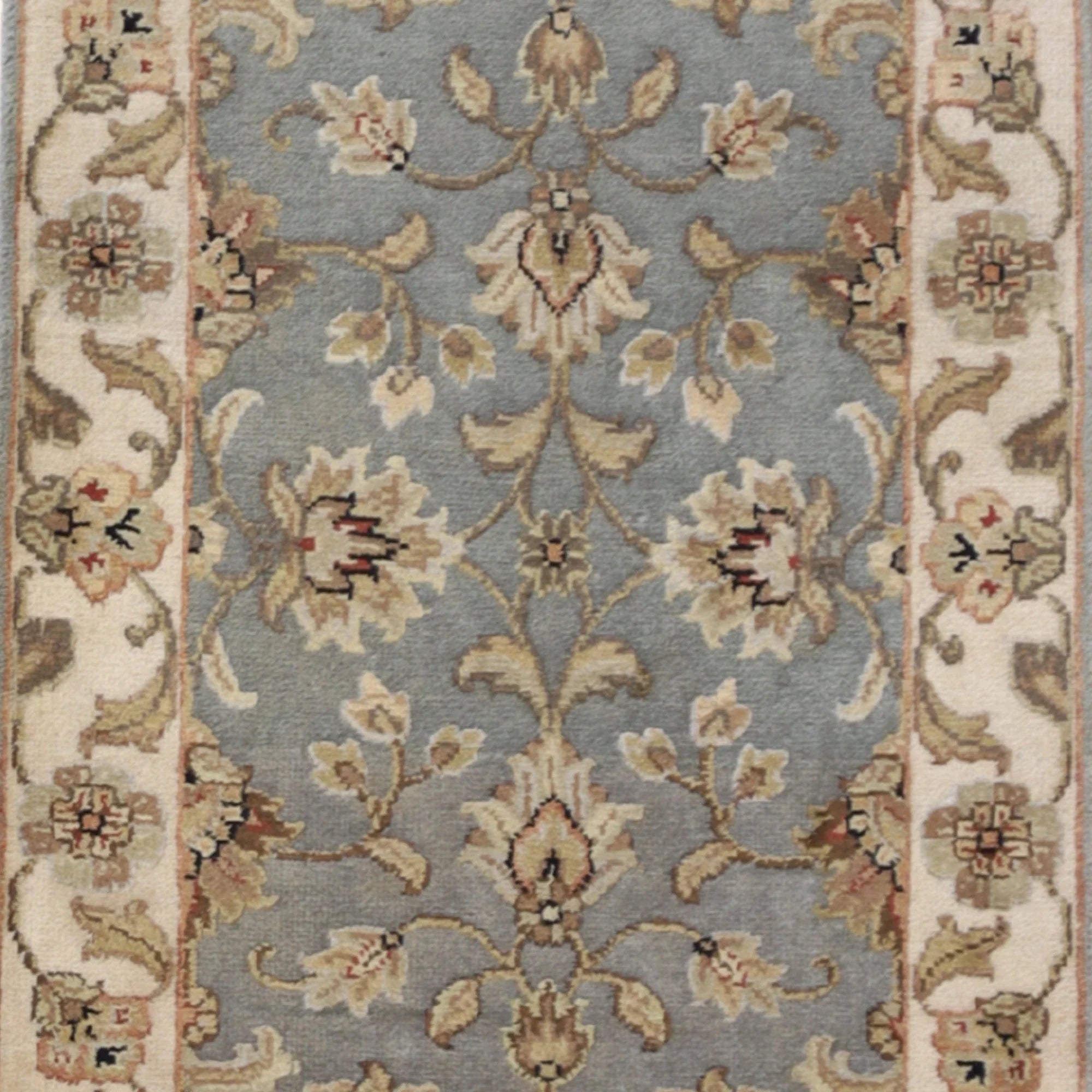 2'0" x 3'0" GREEN AND IVORY JAIPUR FLORAL INDIAN RUG