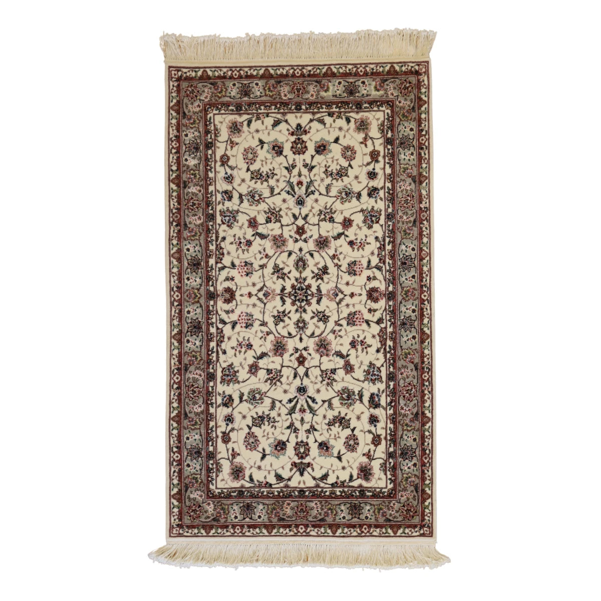 3'0" x 5'0" WHITE AND GREEN KASHAN FLORAL CHINESE RUG