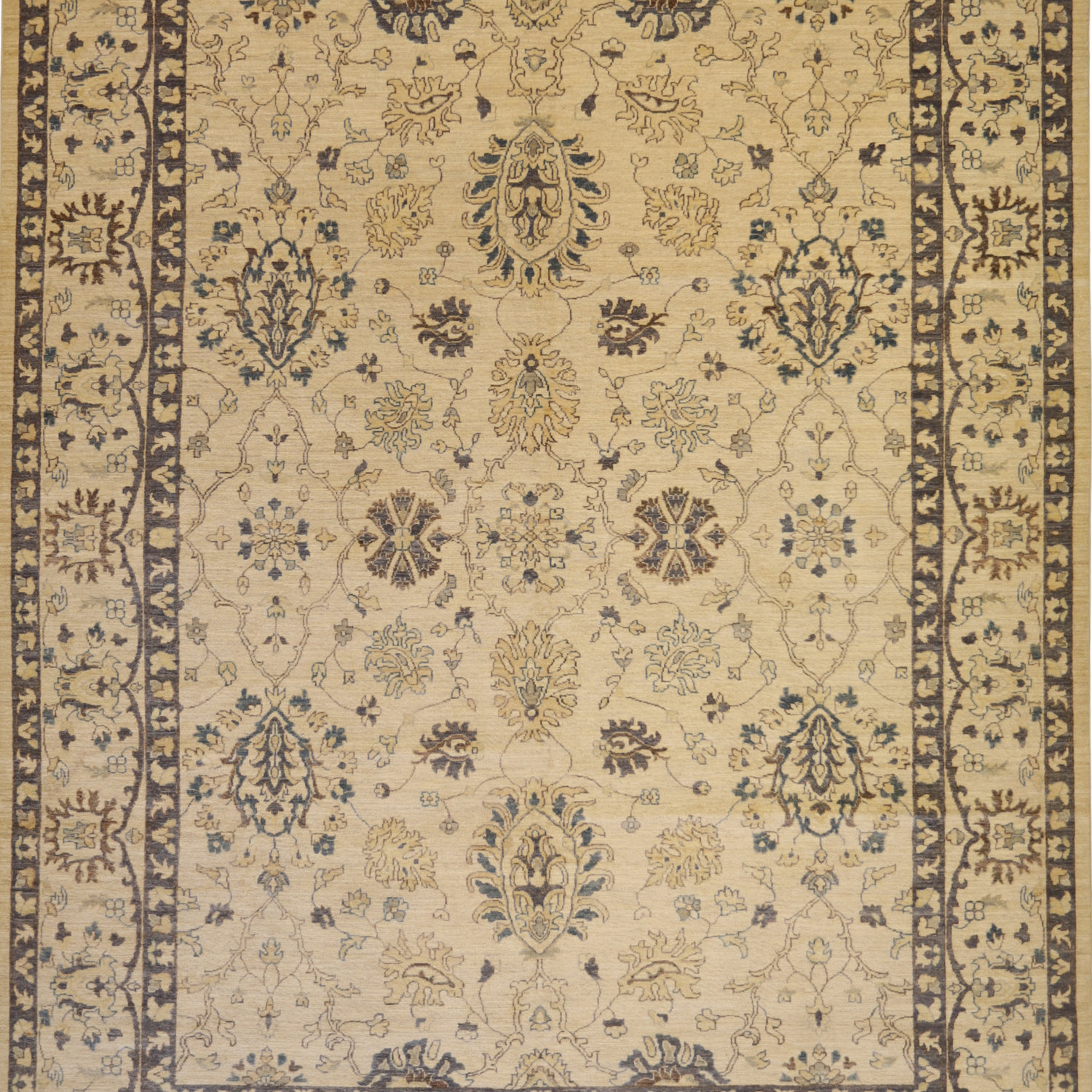 8'11" x 11'9" IVORY AND IVORY PESHAWAR GEOMETRIC PAKISTANI RUG
