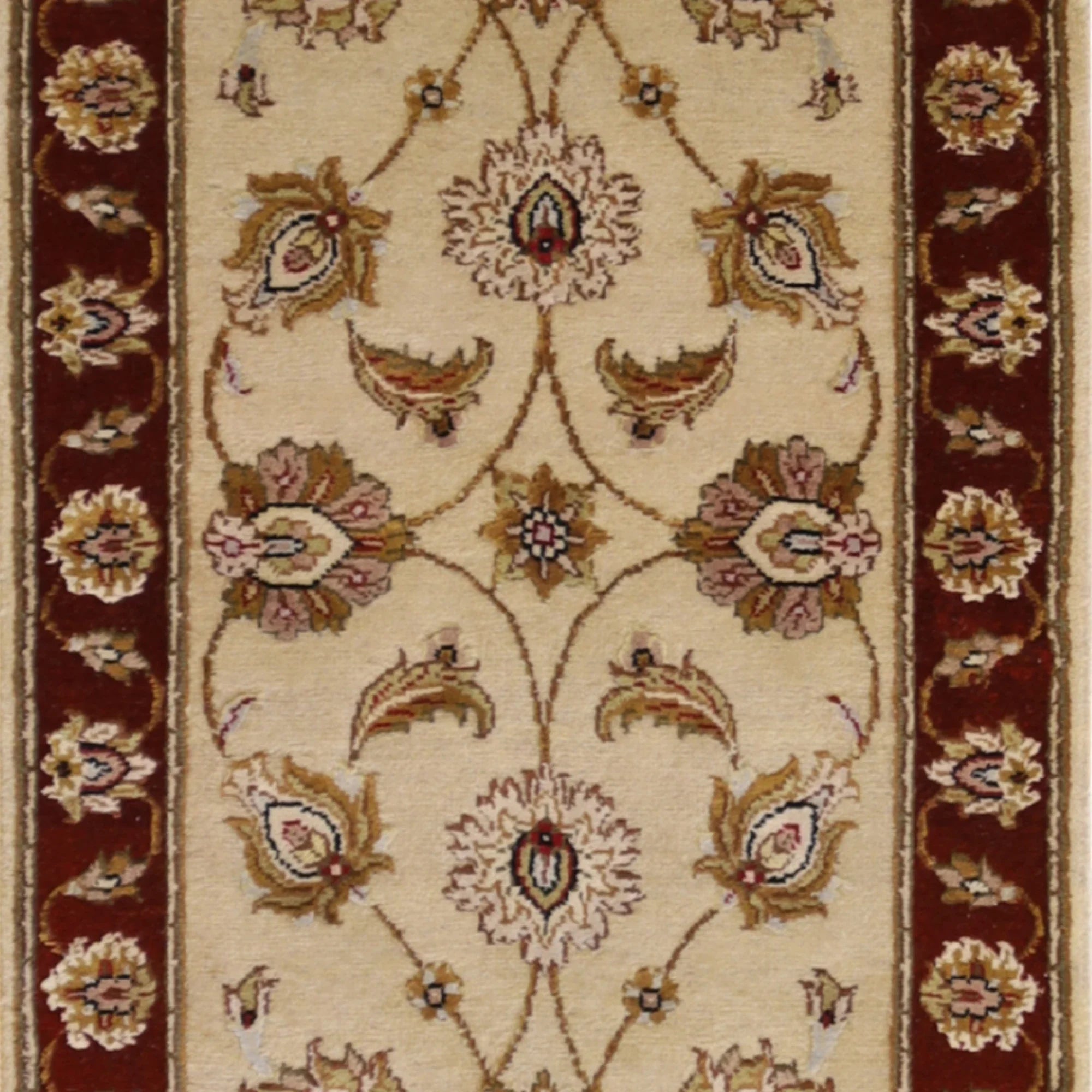 2'0" x 3'0" IVORY AND RED JAIPUR FLORAL INDIAN RUG