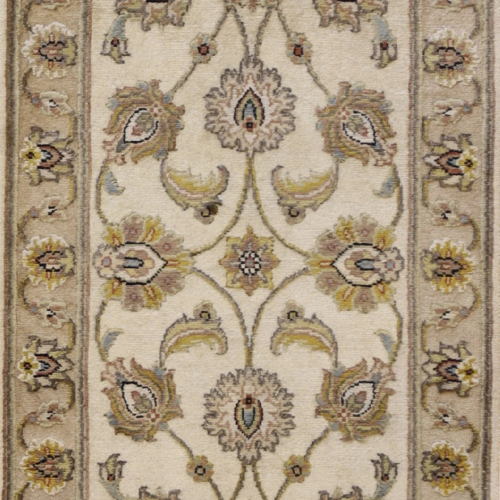 2'0" x 3'0" IVORY AND TAN JAIPUR FLORAL INDIAN RUG