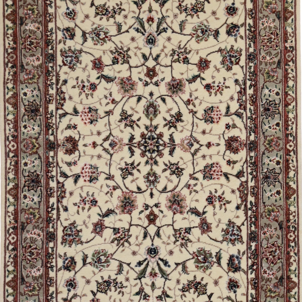 3'0" x 5'0" WHITE AND GREEN KASHAN FLORAL CHINESE RUG