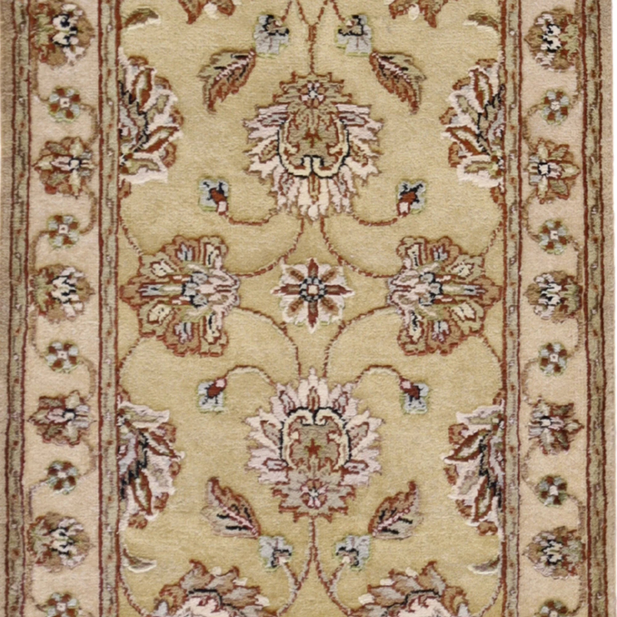 2'0" x 3'0" GOLD AND IVORY JAIPUR FLORAL INDIAN RUG
