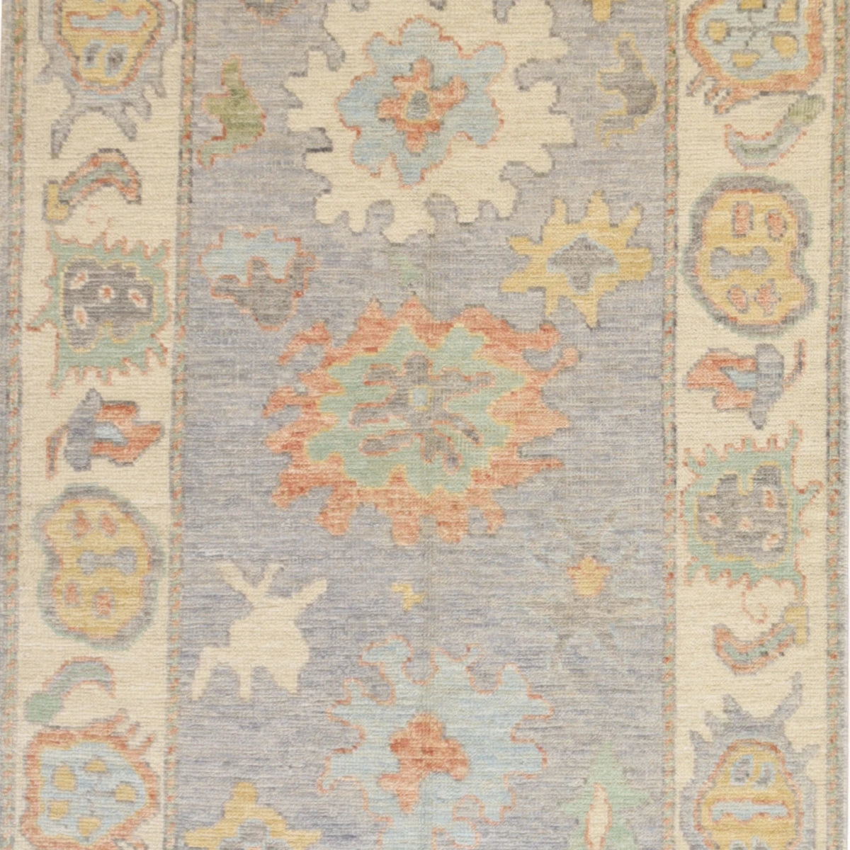 3'2" x 5'3" GRAY AND BEIGE OUSHAK GEOMETRIC PAKISTANI RUG