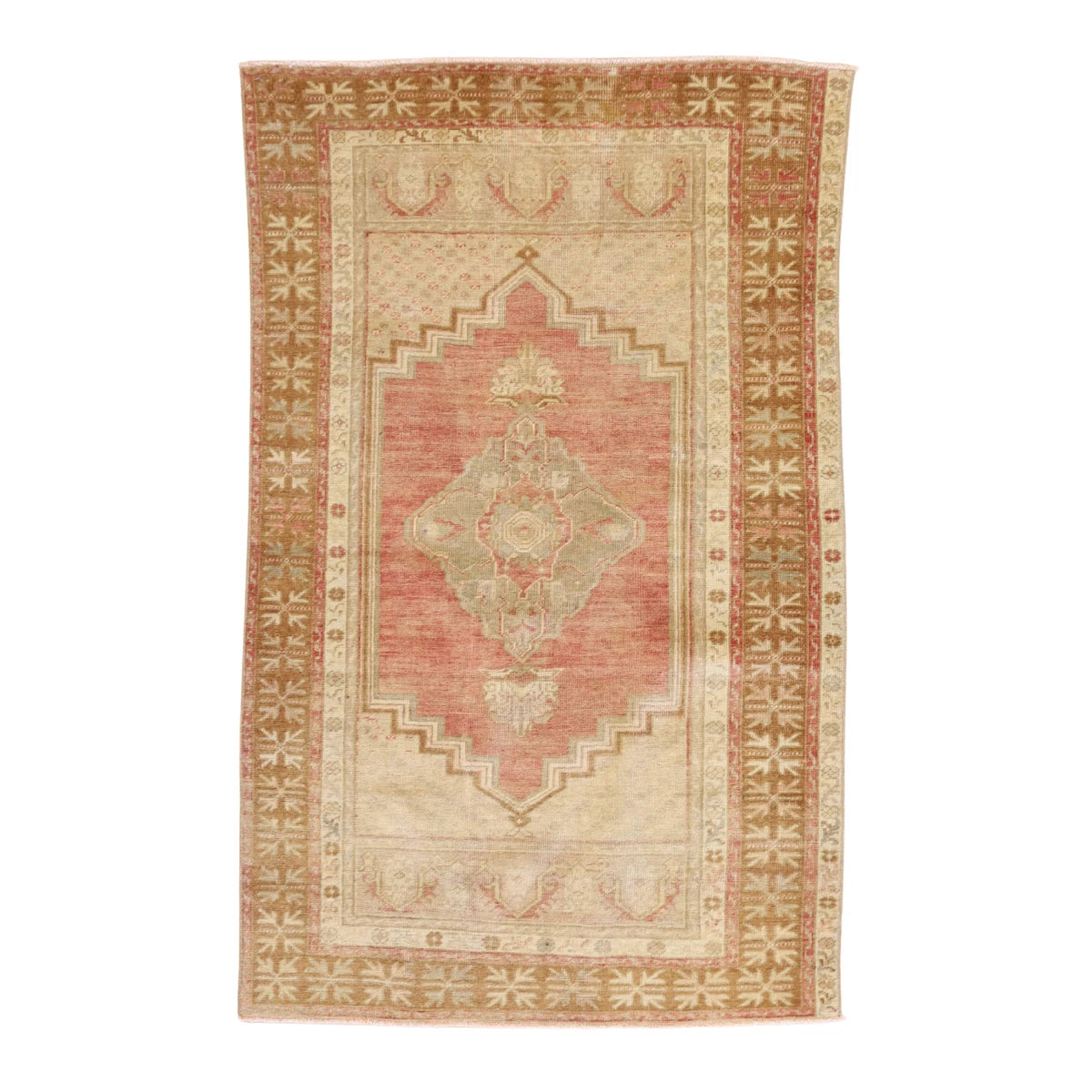 3'0" x 5'0" TAN AND BROWN ANATOLIA GEOMETRIC TURKISH RUG