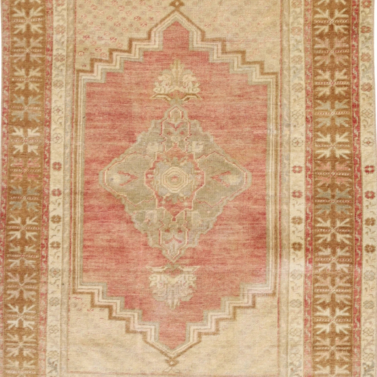 3'0" x 5'0" TAN AND BROWN ANATOLIA GEOMETRIC TURKISH RUG