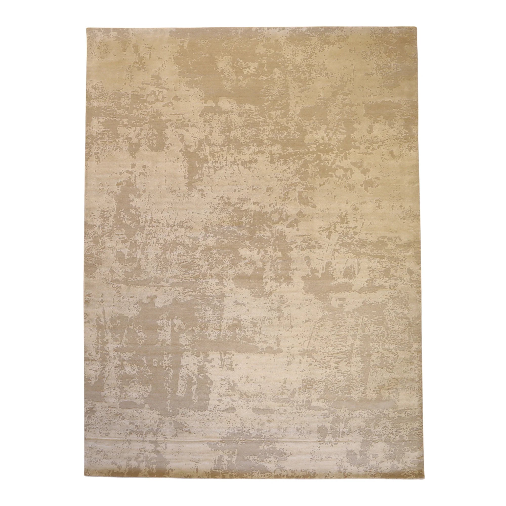 12'2" x 14'10" BEIGE AND IVORY MODERN MODERN INDIAN RUG