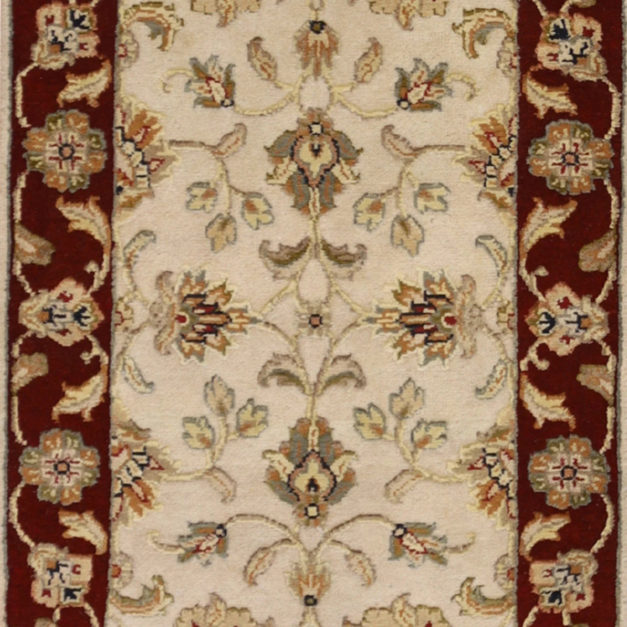 2'0" x 3'0" IVORY AND RED JAIPUR FLORAL INDIAN RUG