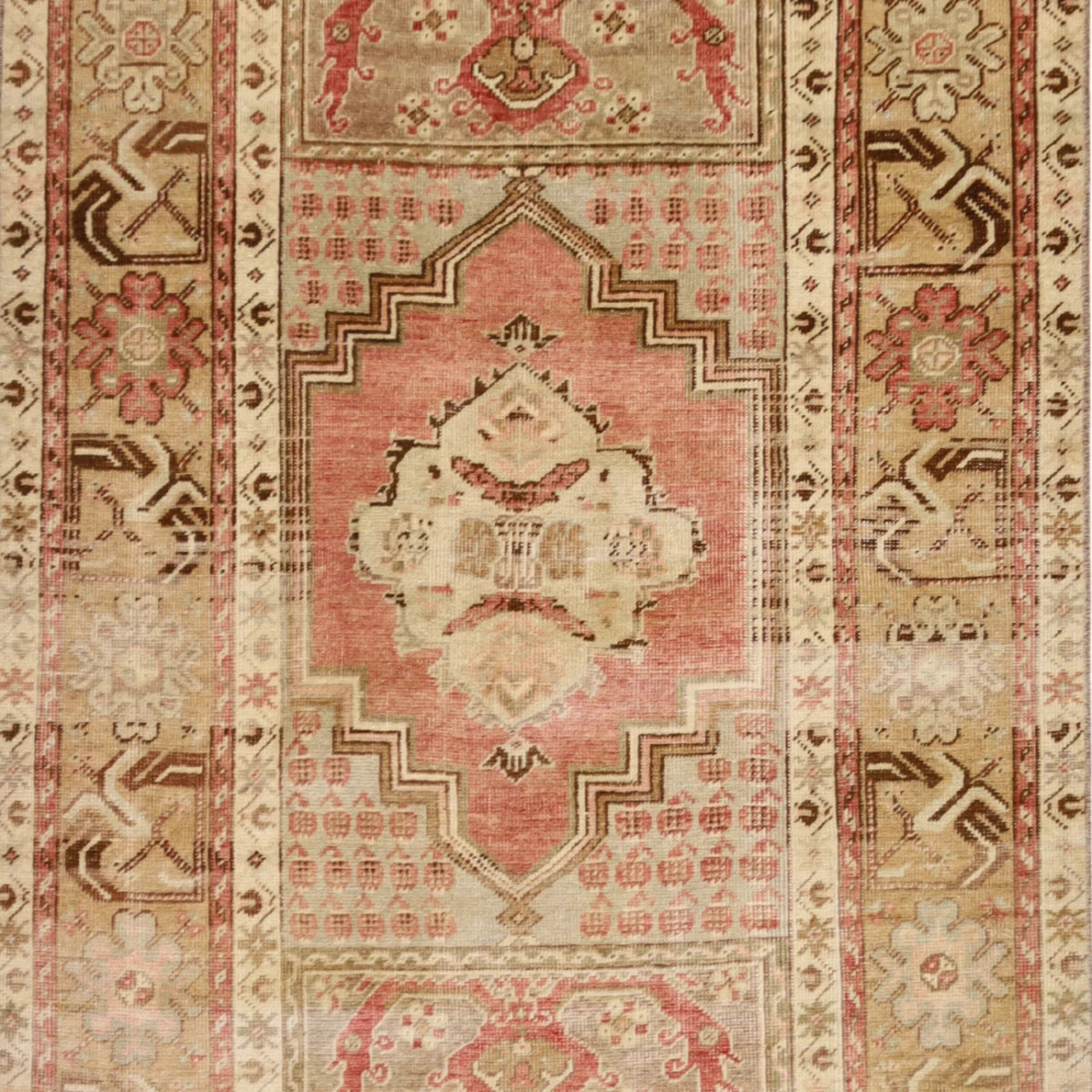 3'4" x 5'5" BEIGE AND TAN ANATOLIA GEOMETRIC TURKISH RUG