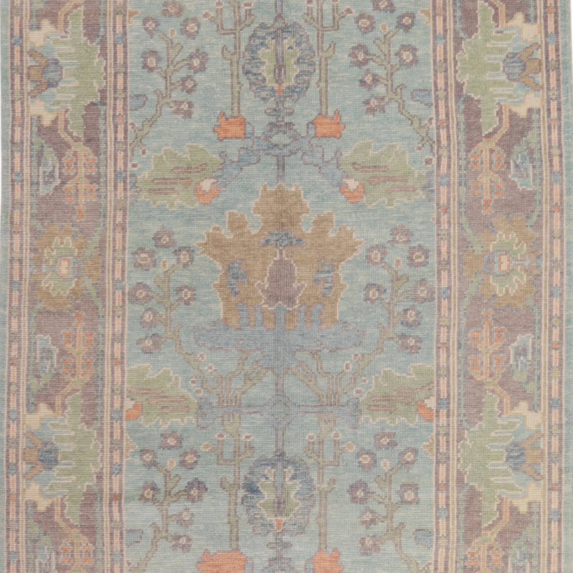 4'11" x 11'8" GRAY AND BEIGE OUSHAK GEOMETRIC TURKISH RUG