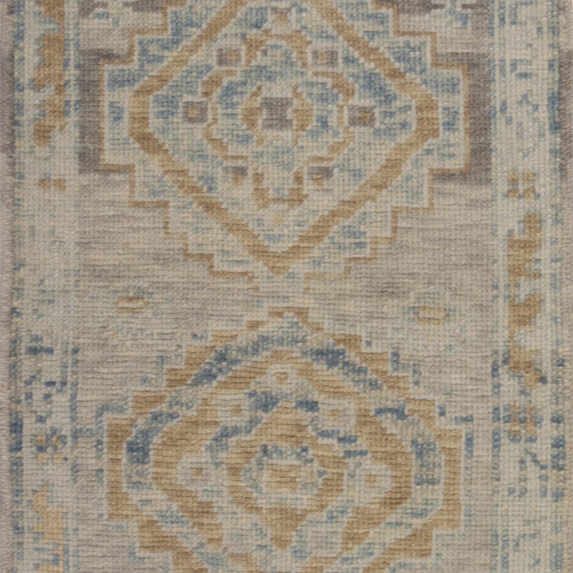 2'0" x 3'0" GRAY AND BLUE OUSHAK GEOMETRIC TURKISH RUG