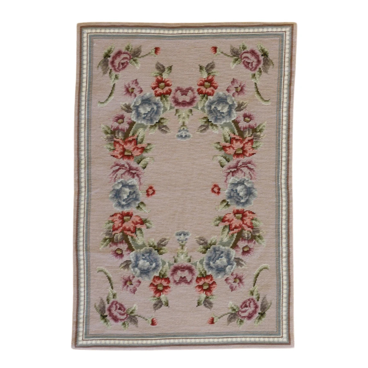 2'0" x 3'0" GRAY AND GRAY EUROPEAN NEEDLEPOINT CHINESE RUG