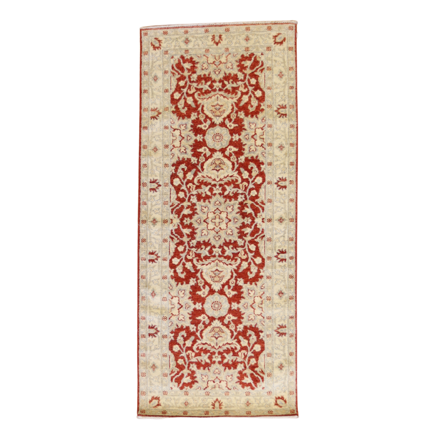 2'8" x 6'7" ORANGE AND BEIGE PESHAWAR GEOMETRIC PAKISTANI RUG