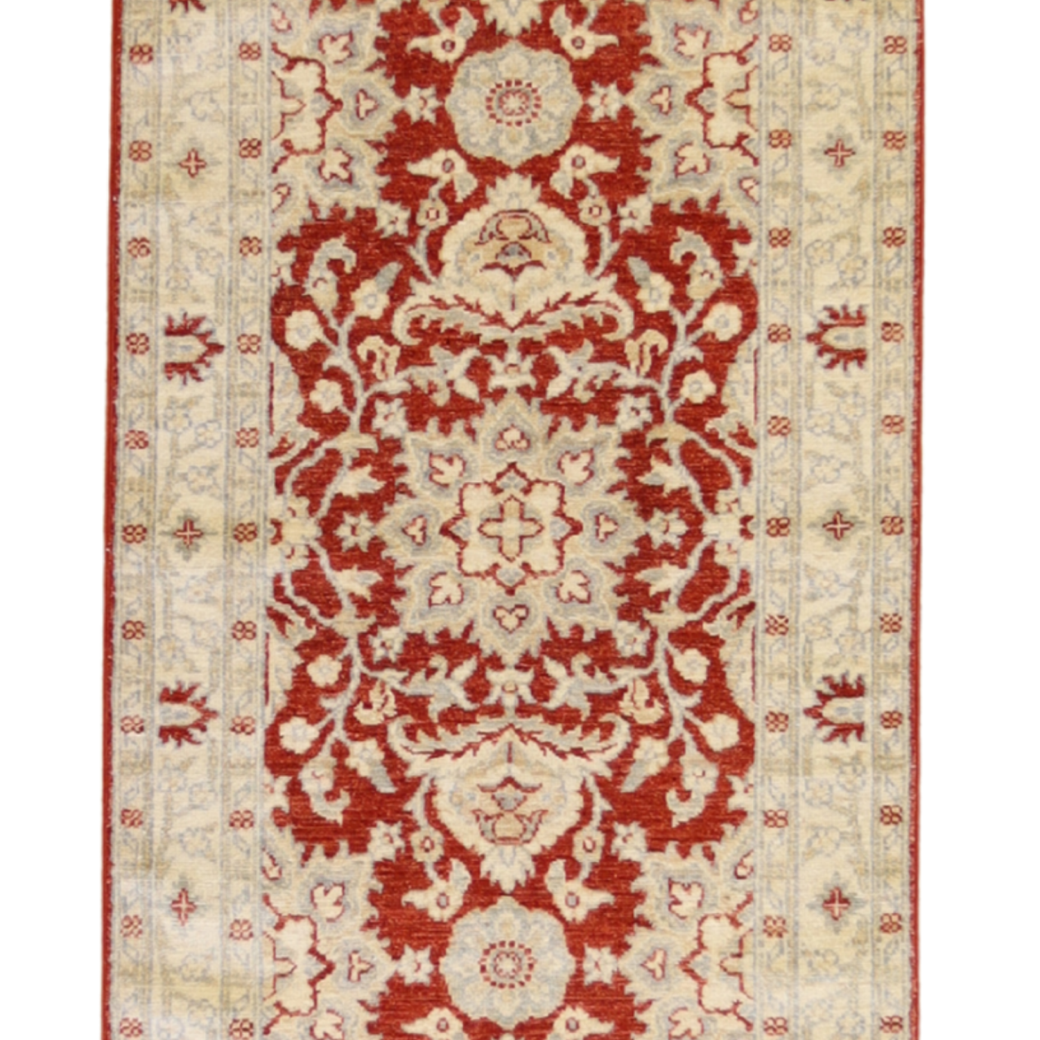 2'8" x 6'7" ORANGE AND BEIGE PESHAWAR GEOMETRIC PAKISTANI RUG