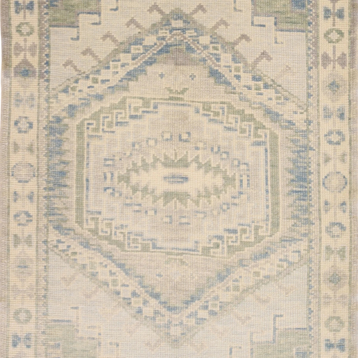 3'1" x 5'1" BLUE AND BEIGE OUSHAK GEOMETRIC TURKISH RUG