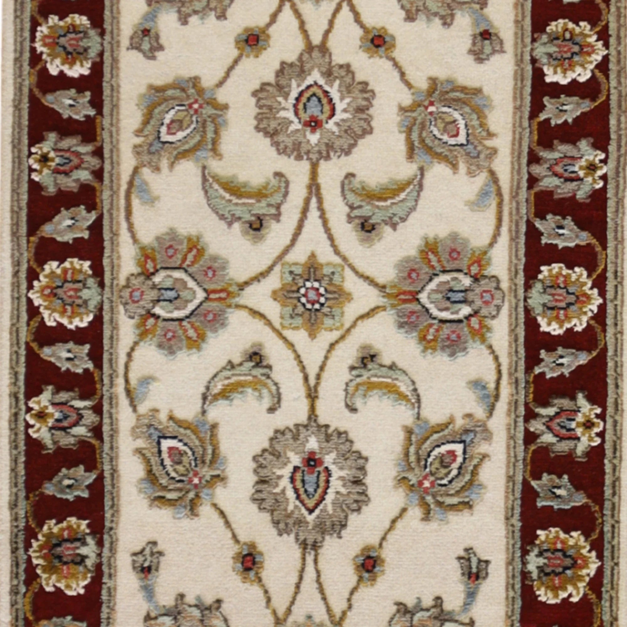 2'0" x 3'0" IVORY AND RED JAIPUR FLORAL INDIAN RUG