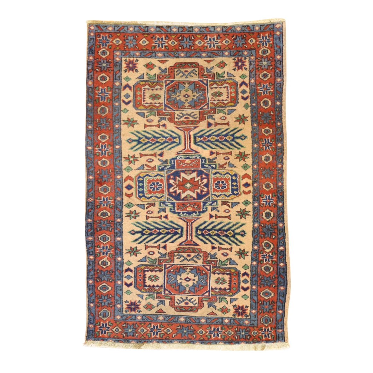 3'2" x 5'0" TAN AND RUST ARDABIL ANTIQUE TURKISH RUG
