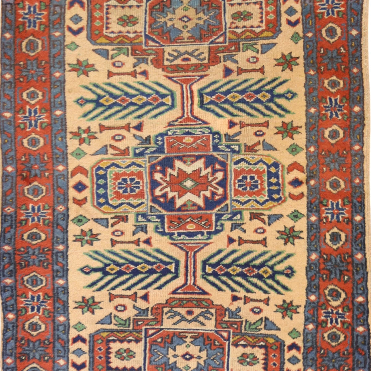 3'2" x 5'0" TAN AND RUST ARDABIL ANTIQUE TURKISH RUG