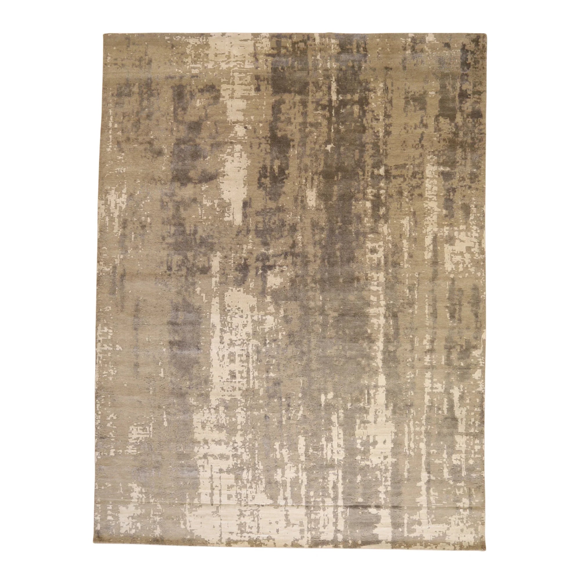 9'0" x 12'0" GRAY AND IVORY MODERN MODERN INDIAN RUG