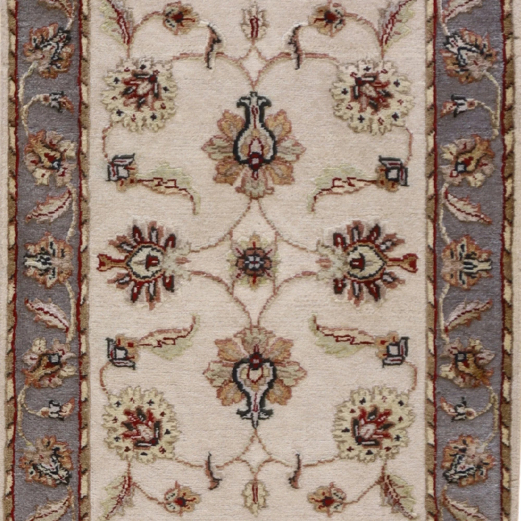 2'0" x 3'0" IVORY AND GRAY JAIPUR FLORAL INDIAN RUG