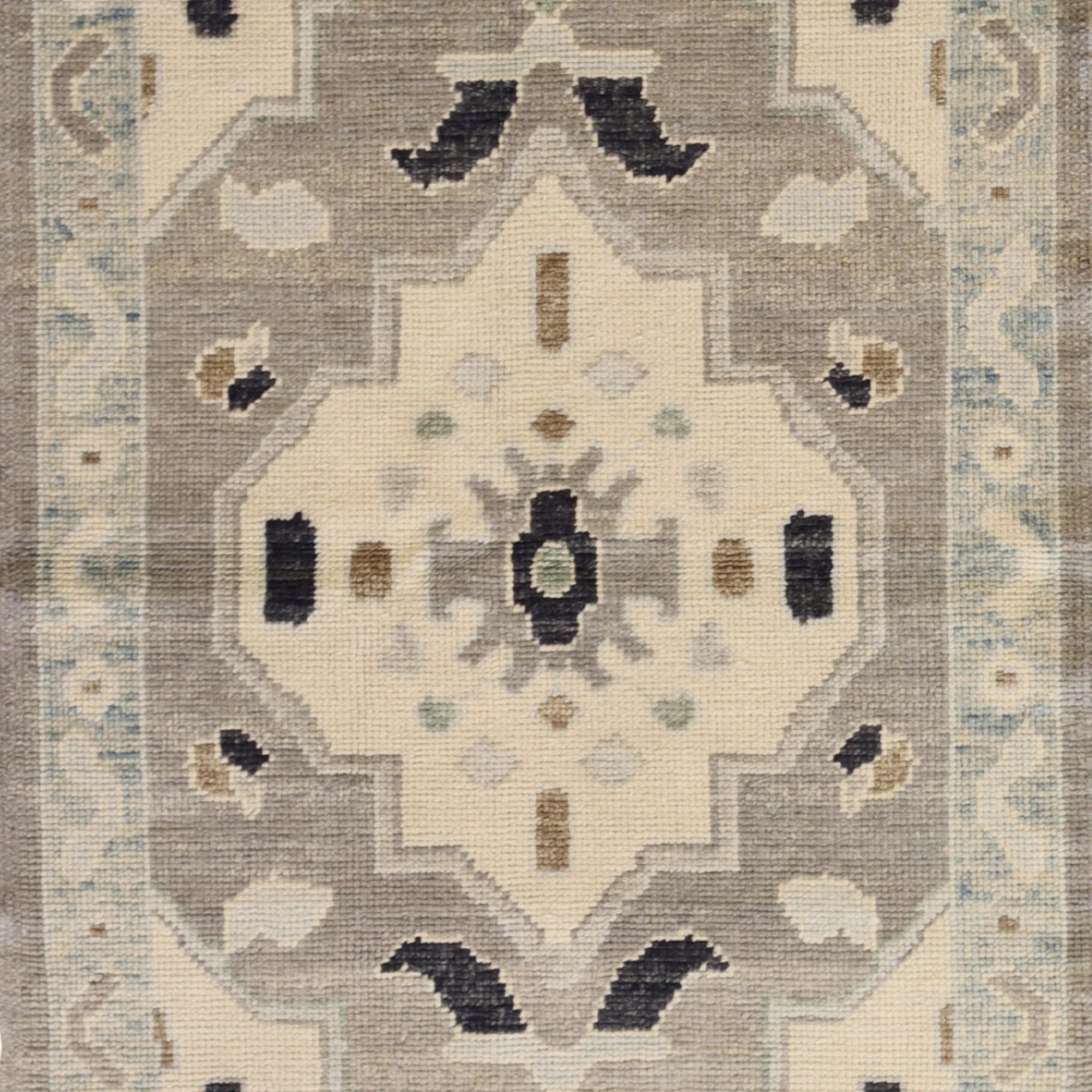 3'2" x 5'2" GRAY AND BLUE OUSHAK GEOMETRIC TURKISH RUG