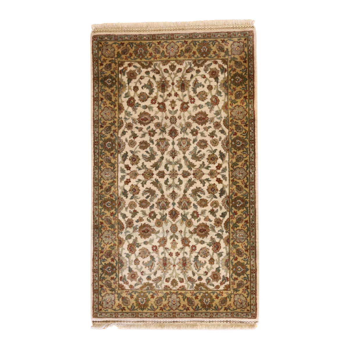 3'0" x 5'4" IVORY AND GOLD JAIPUR OLD-WORLD INDIAN RUG