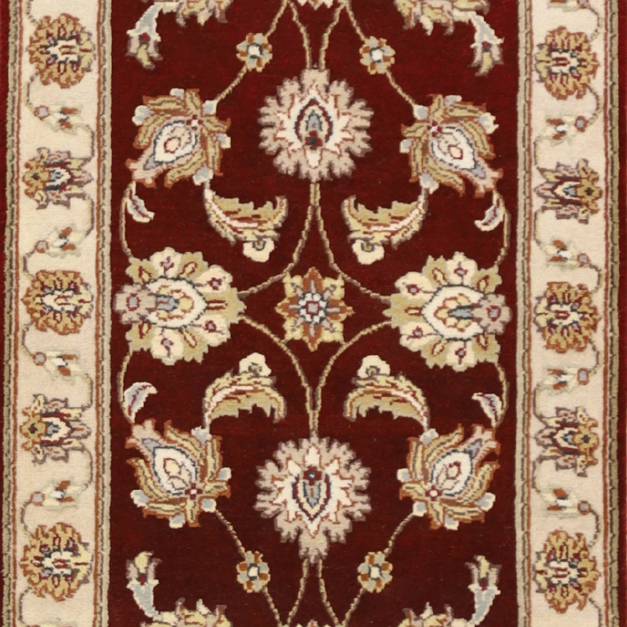 2'0" x 3'0" RED AND IVORY JAIPUR FLORAL INDIAN RUG