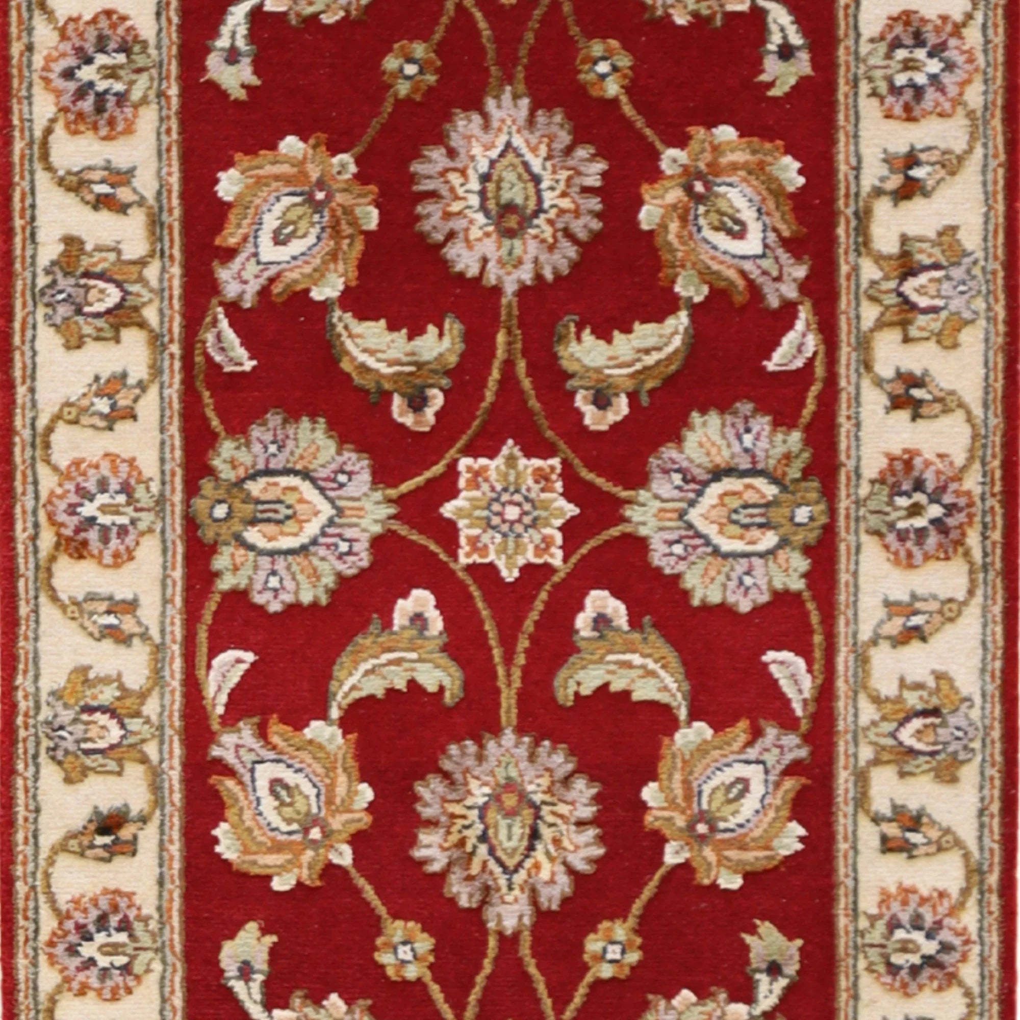 2'0" x 3'0" RED AND IVORY JAIPUR FLORAL INDIAN RUG