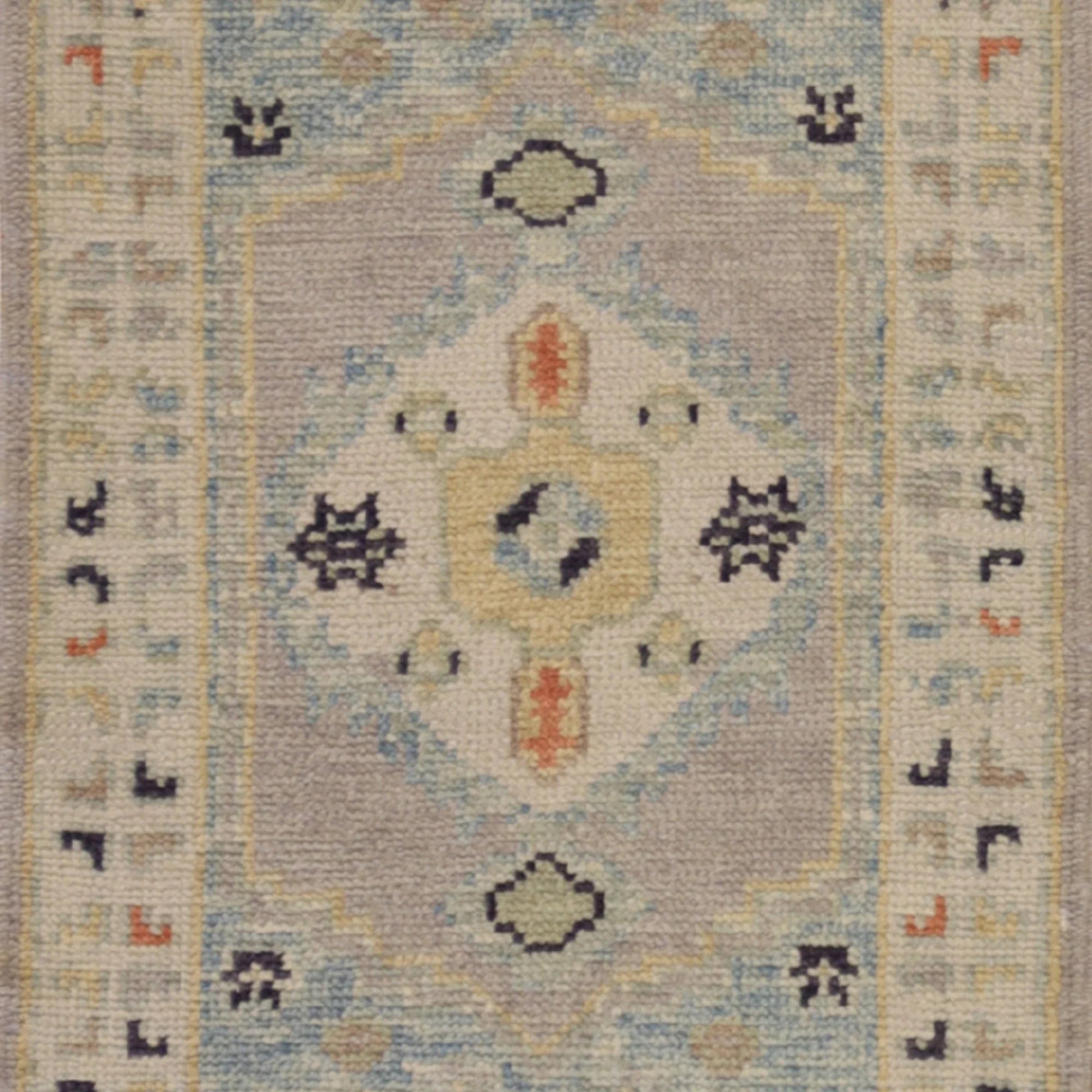 2'0" x 3'0" GRAY AND BEIGE OUSHAK GEOMETRIC TURKISH RUG