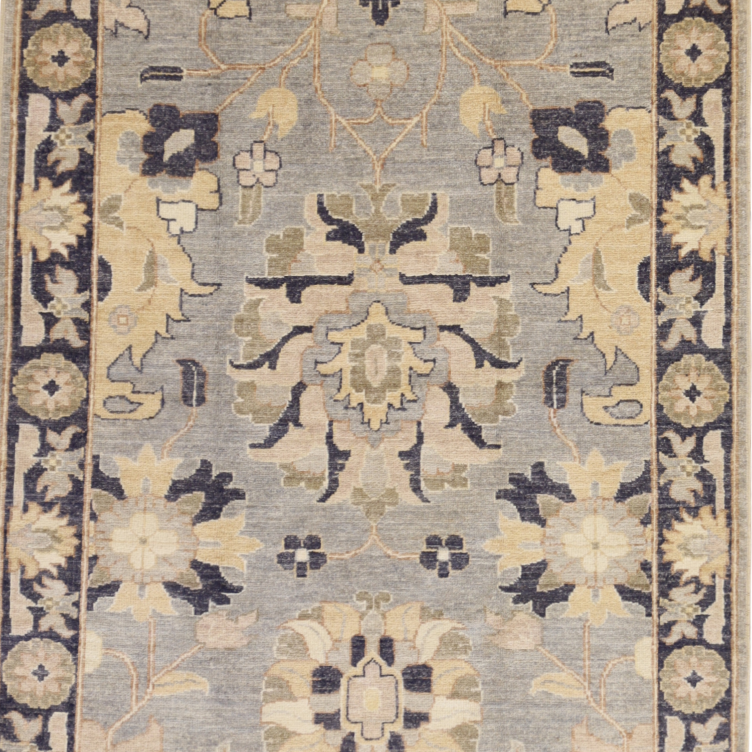 3'5" x 4'9" BLUE AND NAVY PESHAWAR GEOMETRIC PAKISTANI RUG