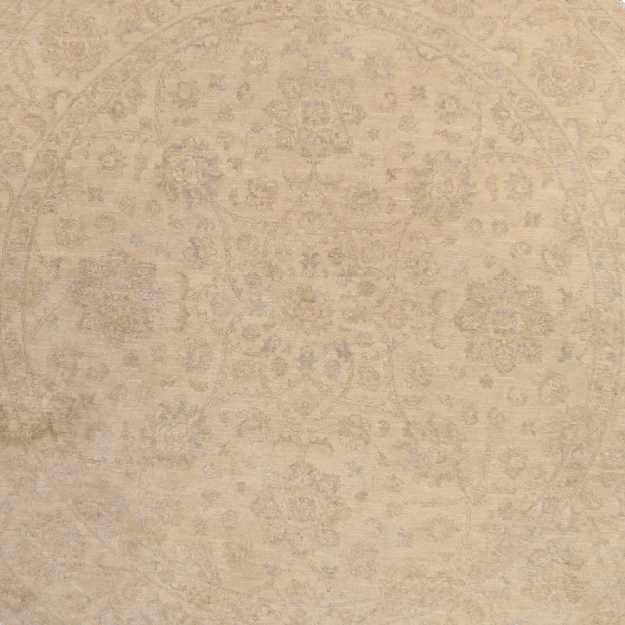 8'0" x 8'0" BEIGE AND BEIGE PESHAWAR FLORAL PAKISTANI RUG