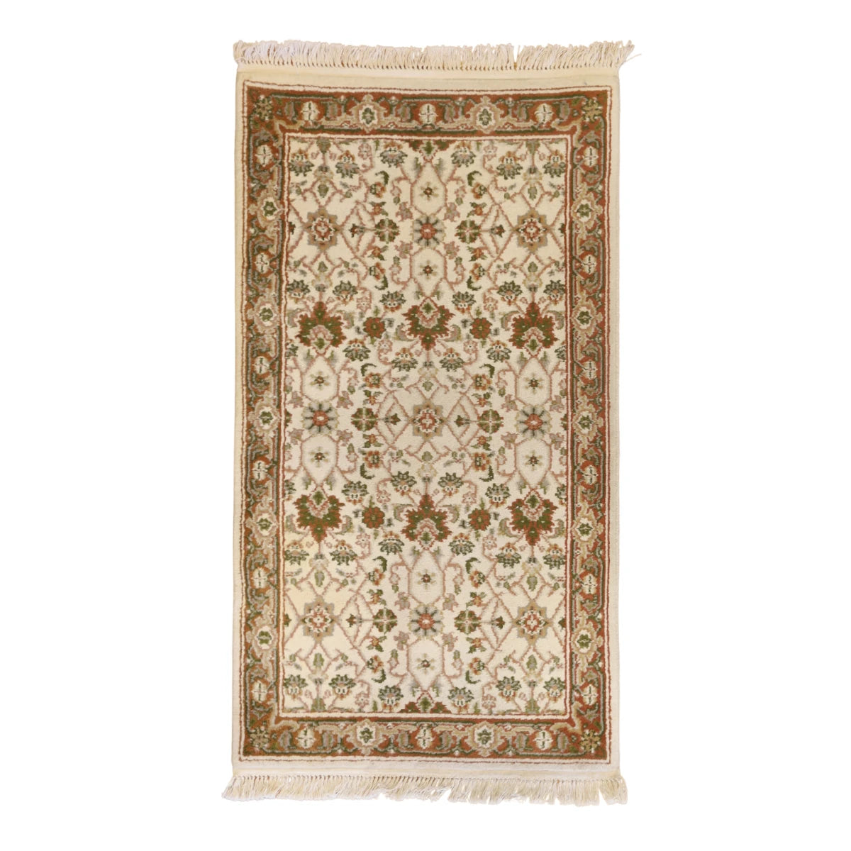 3'0" x 5'8" IVORY AND RUST KASHAN FLORAL INDIAN RUG