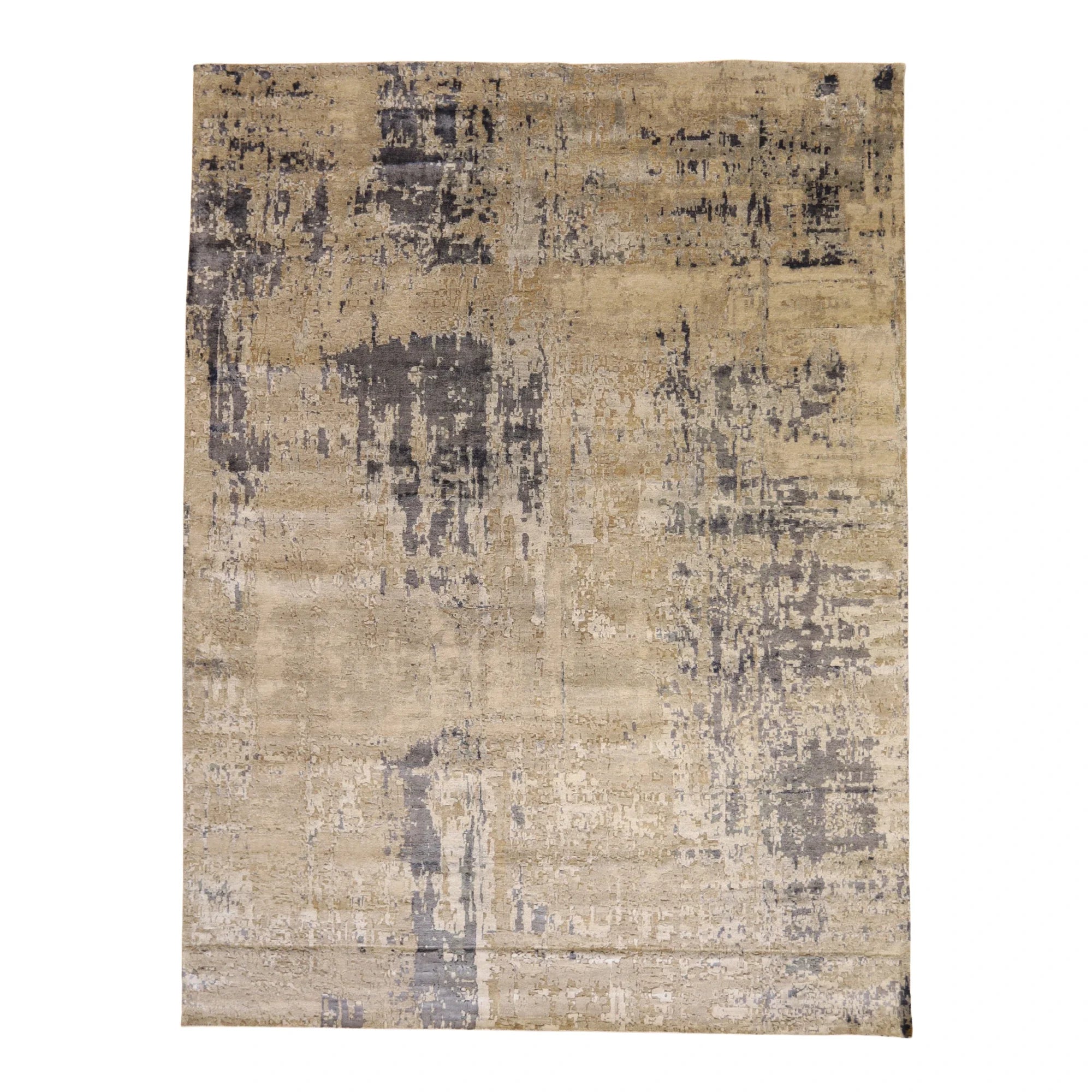 9'0" x 12'0" GRAY AND BLUE MODERN MODERN INDIAN RUG