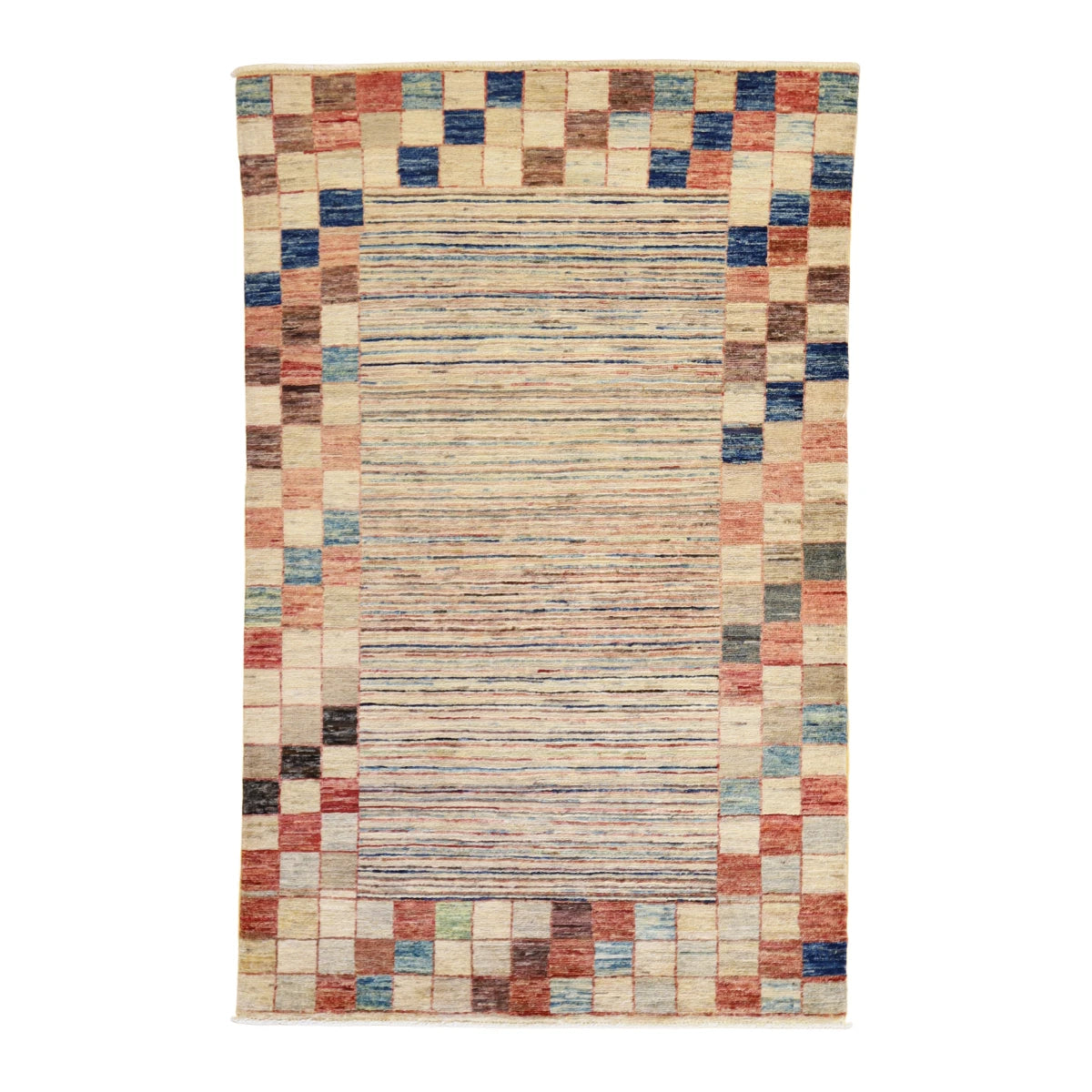 3'1" x 4'11" BEIGE AND MULTICOLOR MODERN MODERN PAKISTANI RUG