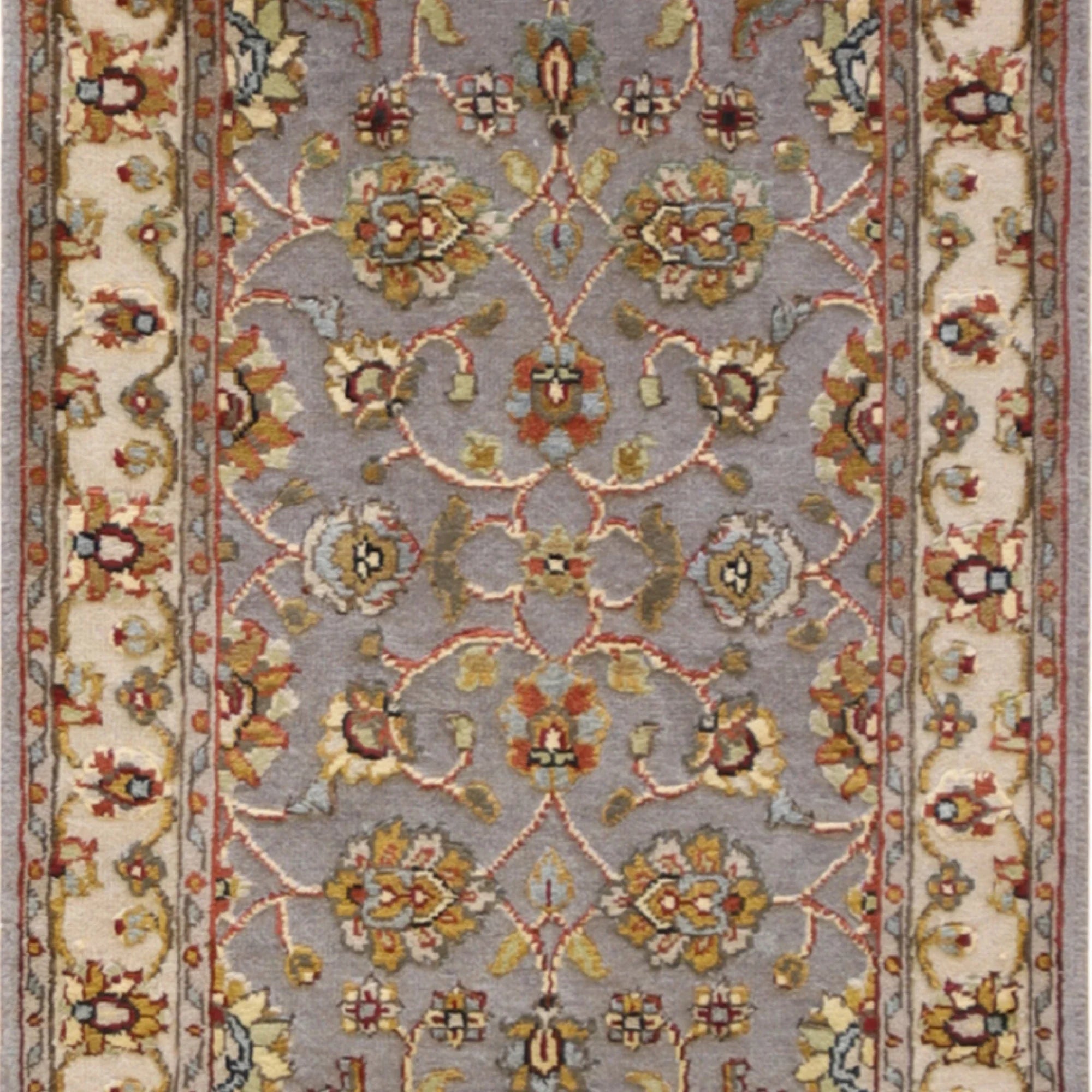 2'0" x 3'0" GRAY AND BEIGE JAIPUR FLORAL INDIAN RUG