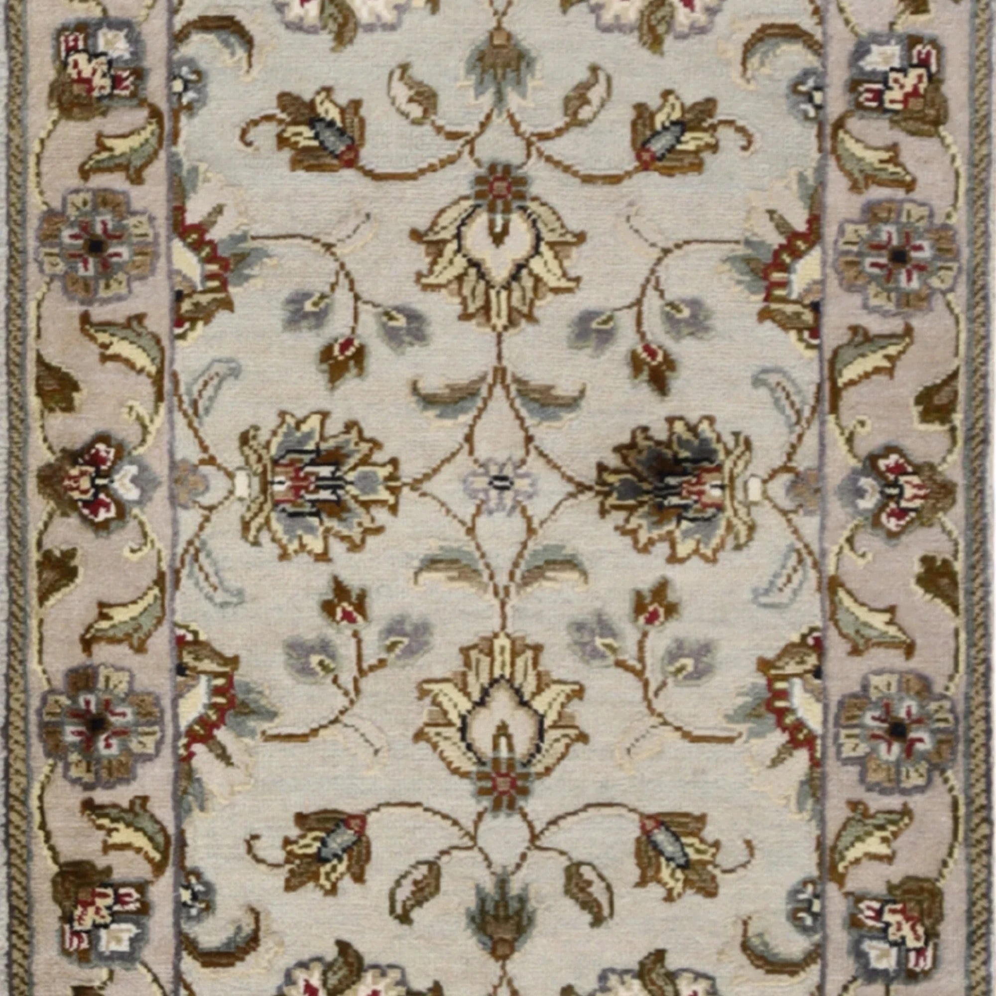 2'0" x 3'0" GREEN AND TAN JAIPUR FLORAL INDIAN RUG