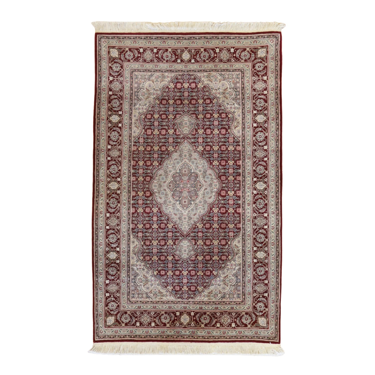 3'0" x 5'0" BURGUNDY AND BURGUNDY TABRIZ FISH DESIGN PAKISTANI RUG