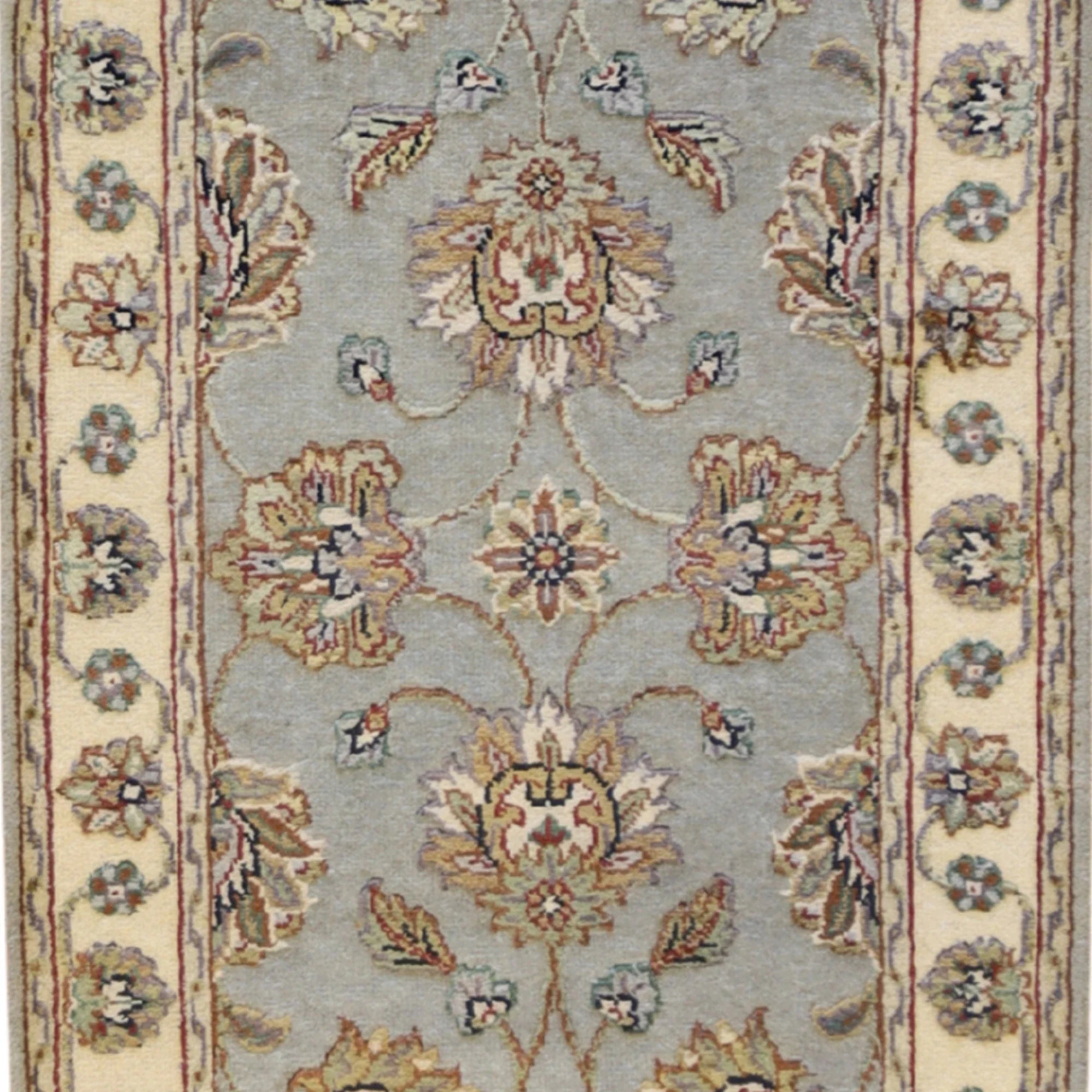 2'0" x 3'0" BLUE AND IVORY JAIPUR FLORAL INDIAN RUG